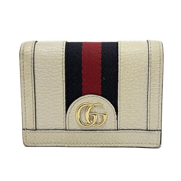 GUCCI Ophidia 523155 Cream Navy Red Leather - Bifold Wallet - Picture 1 of 5